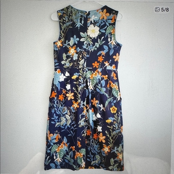 Lands End Sleeveless Floral Sheath Dress Womens 14 Tall Cotton pockets Preppy - Picture 3 of 13